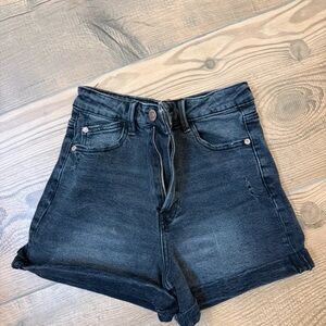 Stradivarius High Waist Black Denim Shorts